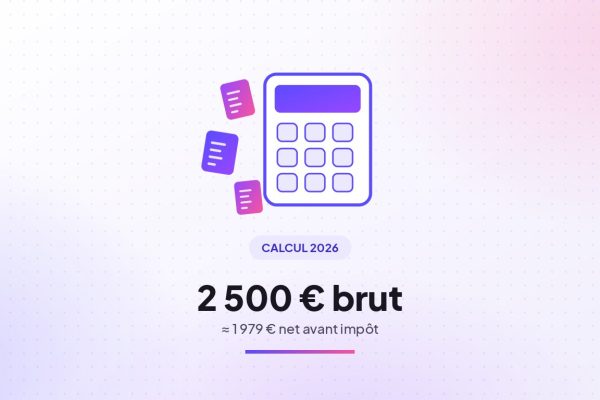 Illustration : 2 500 € brut en net, calcul des cotisations salariales 2026