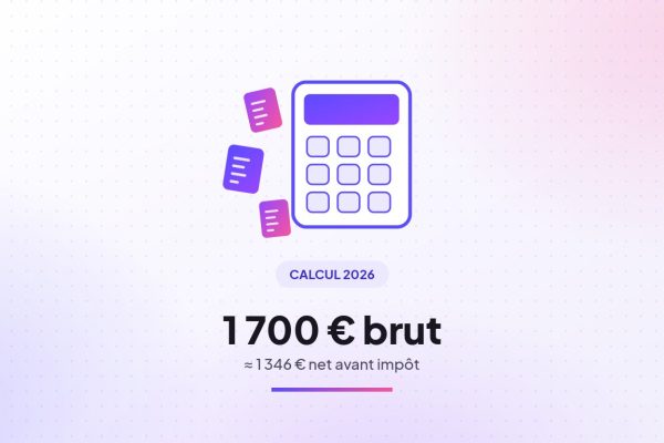 Illustration : 1 700 € brut en net, cotisations salariales 2026